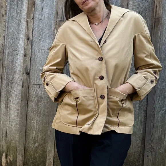 Women's Tan Button-Up Jacket - Picture 3 of 15